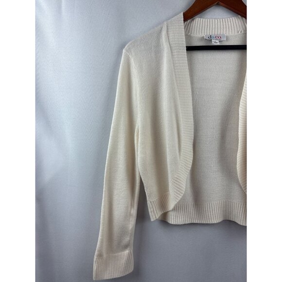 Denim & Company Womens Small Ivory Open Front Cardigan Sweater - Picture 2 of 5